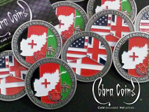 Operation Enduring Freedom R3 Hospital Camp Bastion
Custom coin with an Antique Silver 2D Front and 2D Back several countries are included in this design cobra coins cobracoins.com